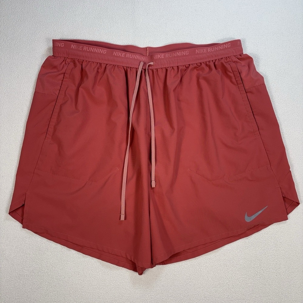 Nike Stride 6.5" Running Shorts Mens XL Salmon Pink  Lined Zip Pocket Drawstring
